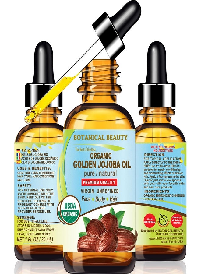 Botanical Beauty Organic JOJOBA OIL 100% Pure Natural VIRGIN UNREFINED Cold-Pressed Carrier Oil 1 Fl oz 30 ml for Face, Skin, Body, Hair, Lip, Nails. Rich in Vitamin E, Omega 6, Omega 9 - Image 1